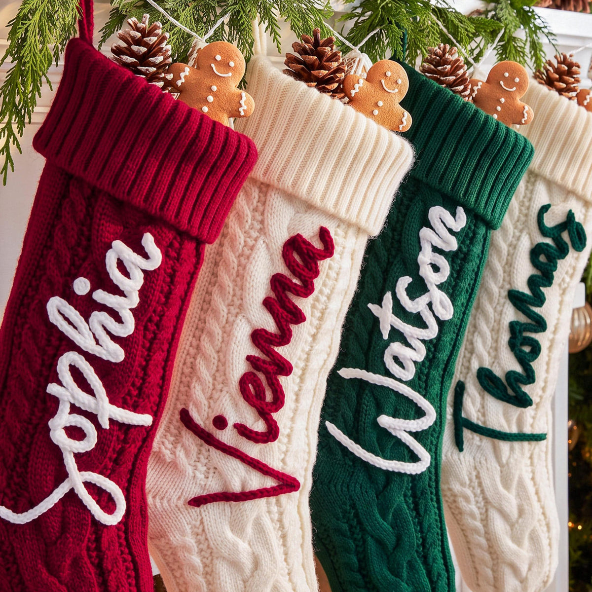 Personalized Christmas Embroidered Stockings, Custom Name Holiday Decor, Gift For Family 686926