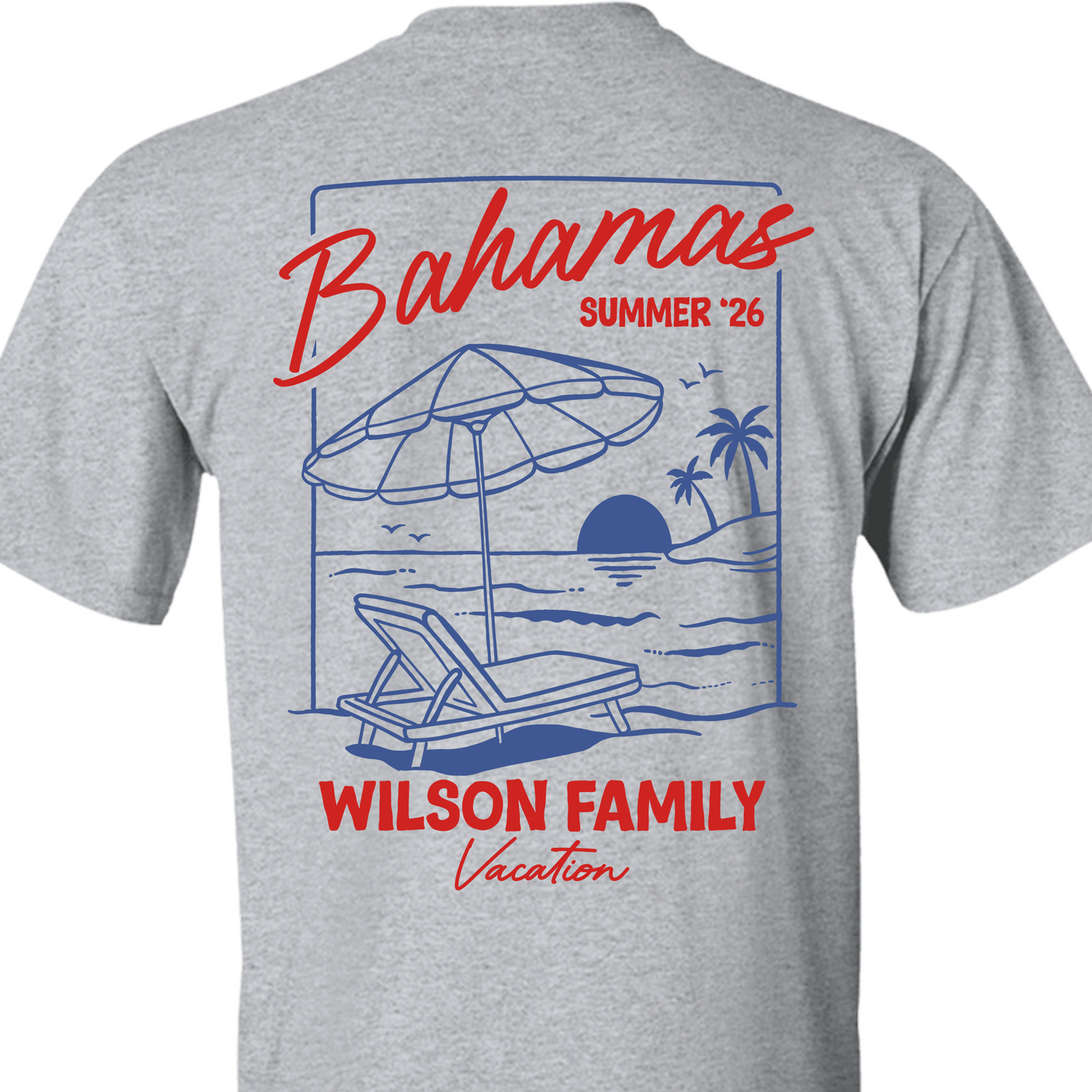 Custom Family Name Vacation Backside Shirt, Bahamas Summer Tee, Holiday Beach Trip Outfit 685504