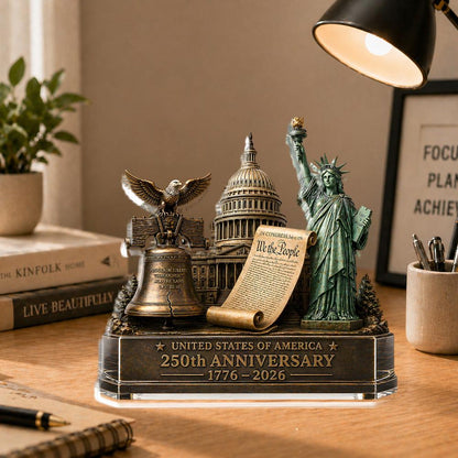 USA 250th Anniversary Acrylic Block Plaque | Liberty Statue Capitol Bell Plaque | Patriotic Acrylic Block 685051