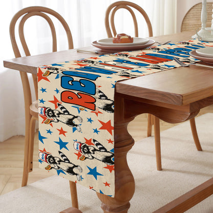 Red White And Feral Table Runner | Funny Raccoon Patriotic Independence Day | 4th Of July Table Runner For Kitchen 682361