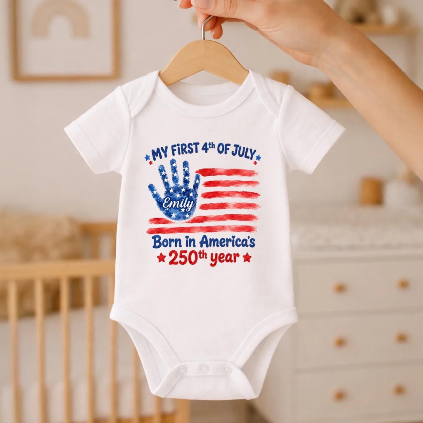 Personalized My First 4th Of July Baby Bodysuit, Born In America’s 250th Year Outfit, Patriotic 4th Of July Baby Gift 685360