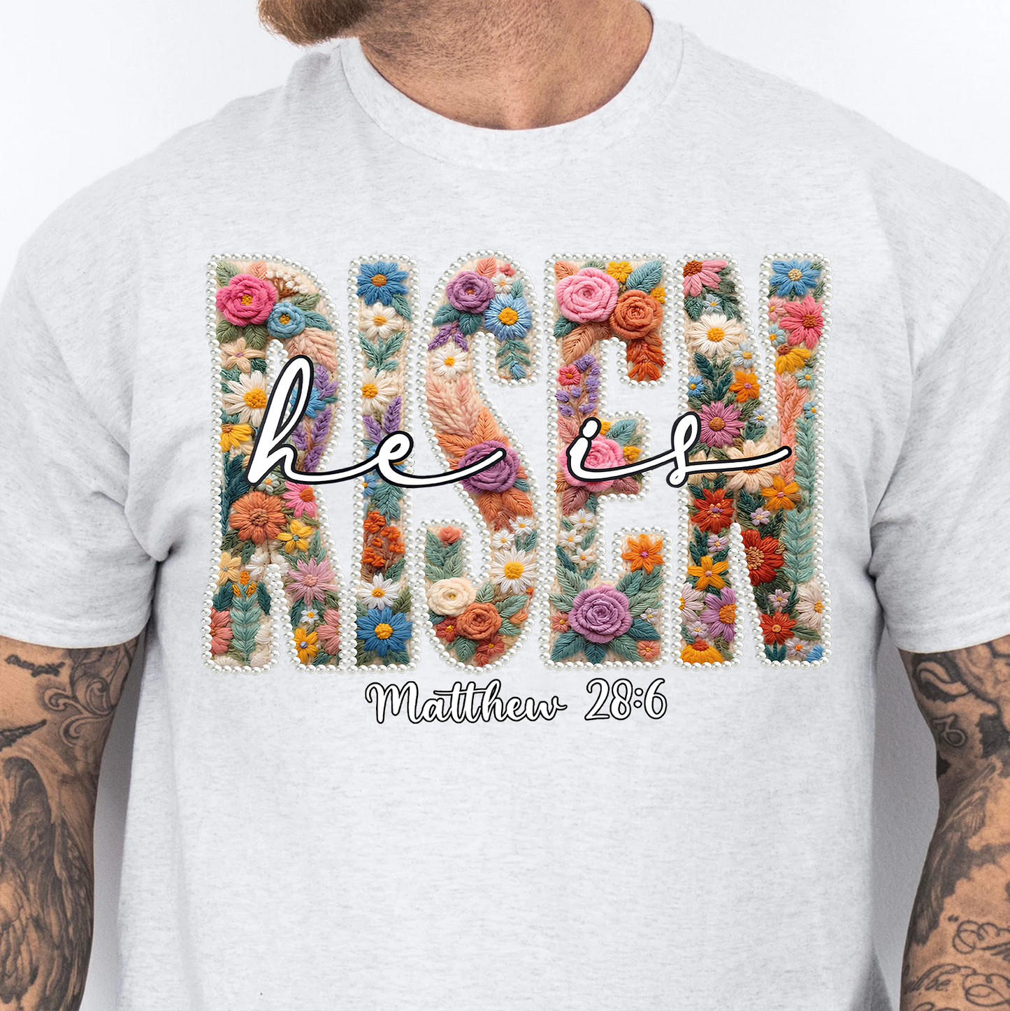 Floral Spring Pearl He Is Risen Bright Shirt | Easter Day T-Shirt 684439