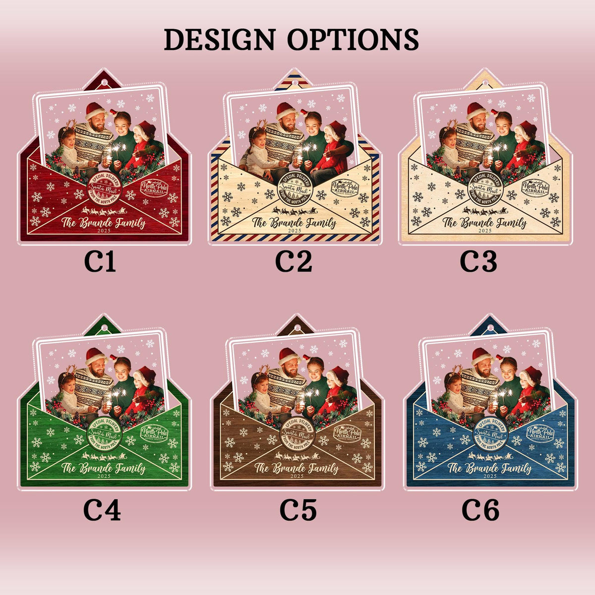 Custom Family Photo Acrylic Ornament, Personalized Christmas Envelope Ornament, Holiday Keepsake Gift 686439 WFD