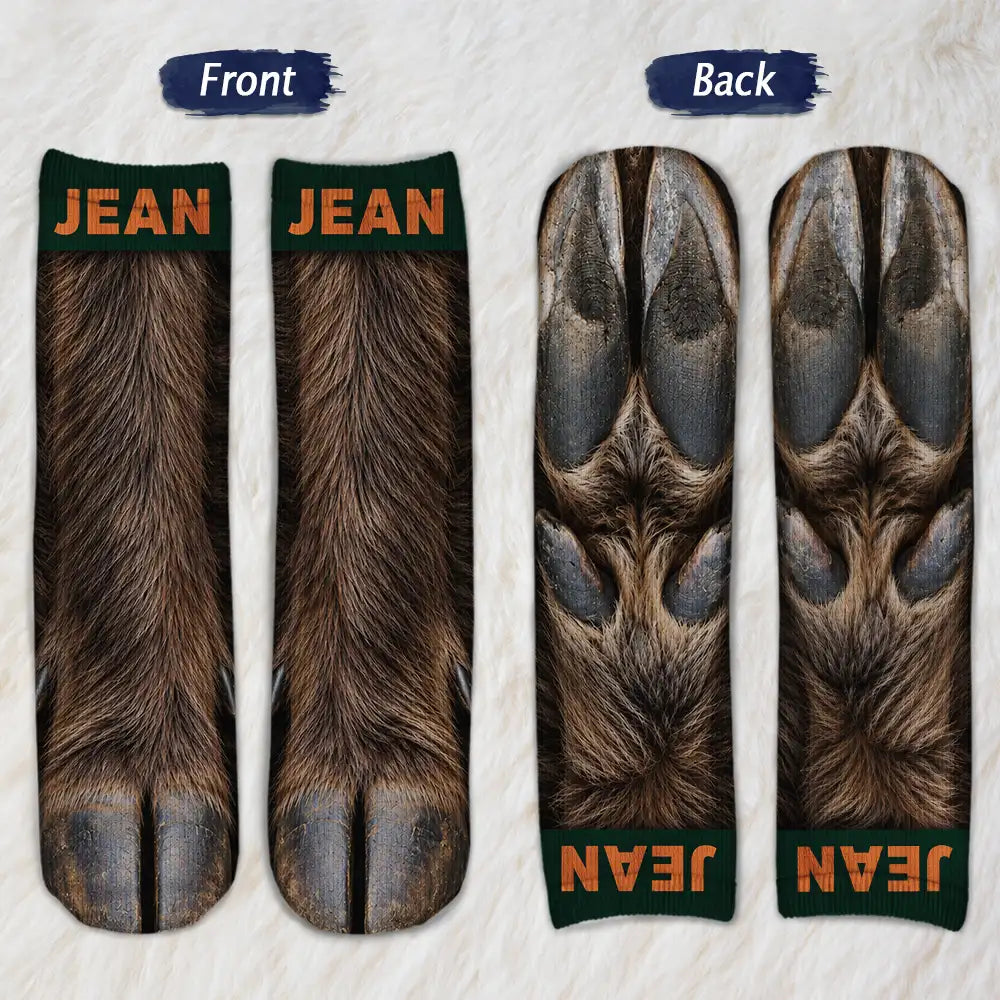 Personalized Animal Paw Illusion Socks, Funny Gag Gift For Hunters 686911 WFD