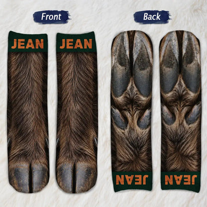 Personalized Animal Paw Illusion Socks, Funny Gag Gift For Hunters 686911 WFD