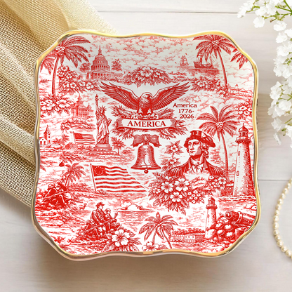 250 Years Of America Jewelry Dish | Vintage Patriotic Trinket Tray | 4th Of July Gift 684893