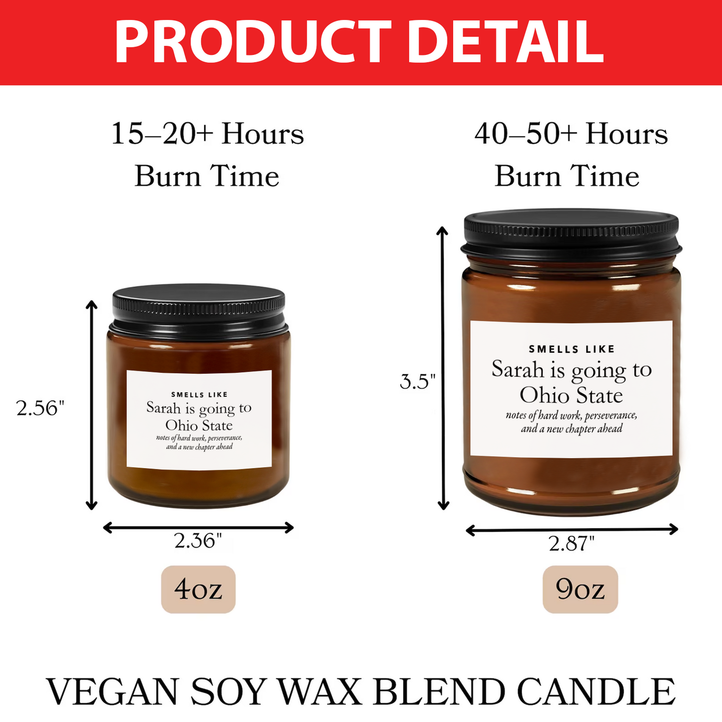 Personalized College Acceptance Scent Candle, Custom Graduation Gift, Going To College High School Grad Gift 684892