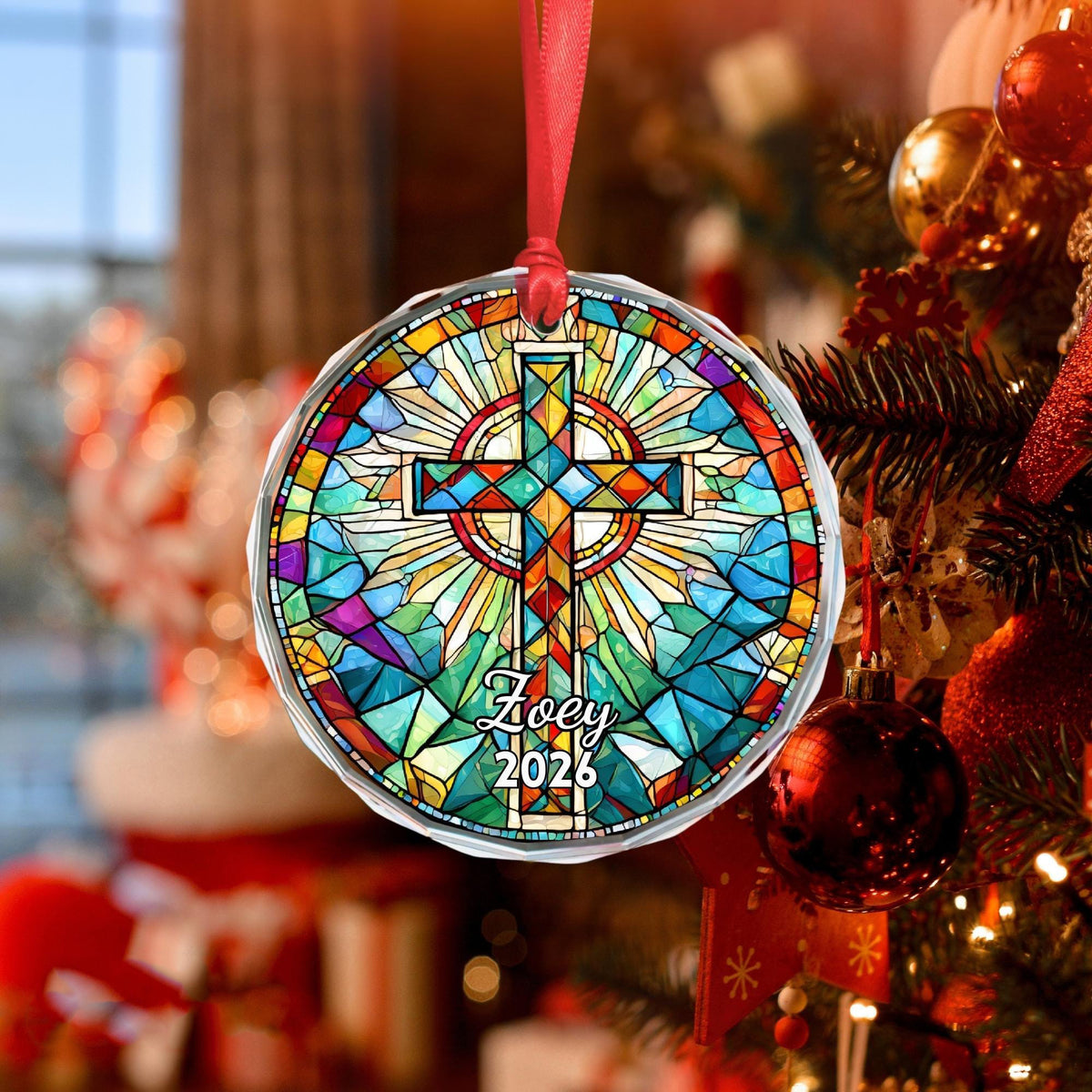 Personalized Christmas Glass Ornament, Custom Name Holiday Keepsake, Family Christmas Gift 686447 WFD