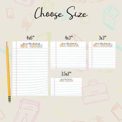 Personalized Teacher Post-it Notes, Custom Name Sticky Notes, Gift For Teacher 684921