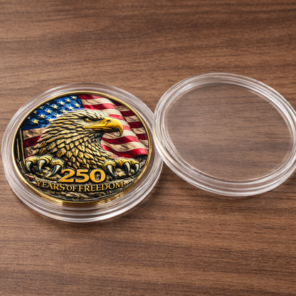 USA 250th Anniversary Coin, Patriotic 250 Years Of Freedom Eagle & Liberty Bell Coins 685810