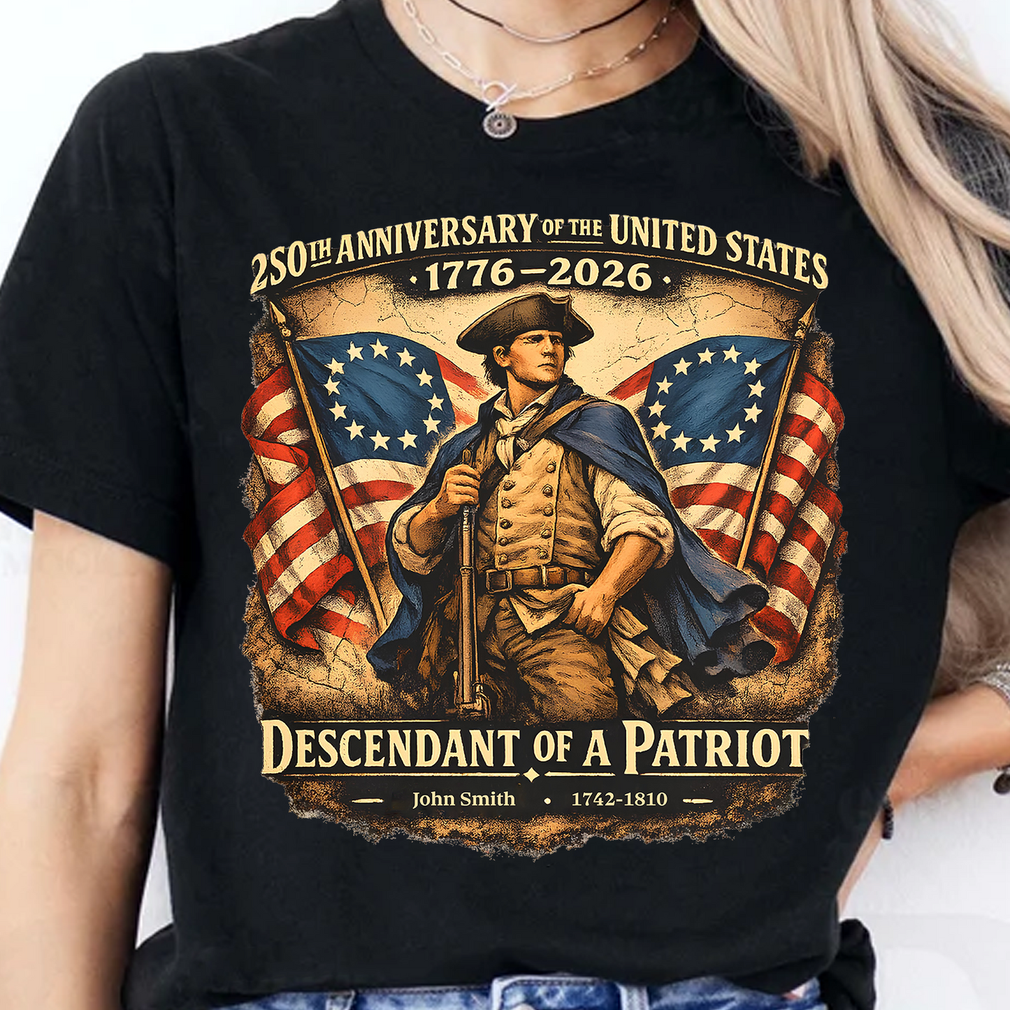 USA 250th Anniversary 1776 - 2026 Dark Shirt | Personalized Descendant Of A Patriot Shirt 684418