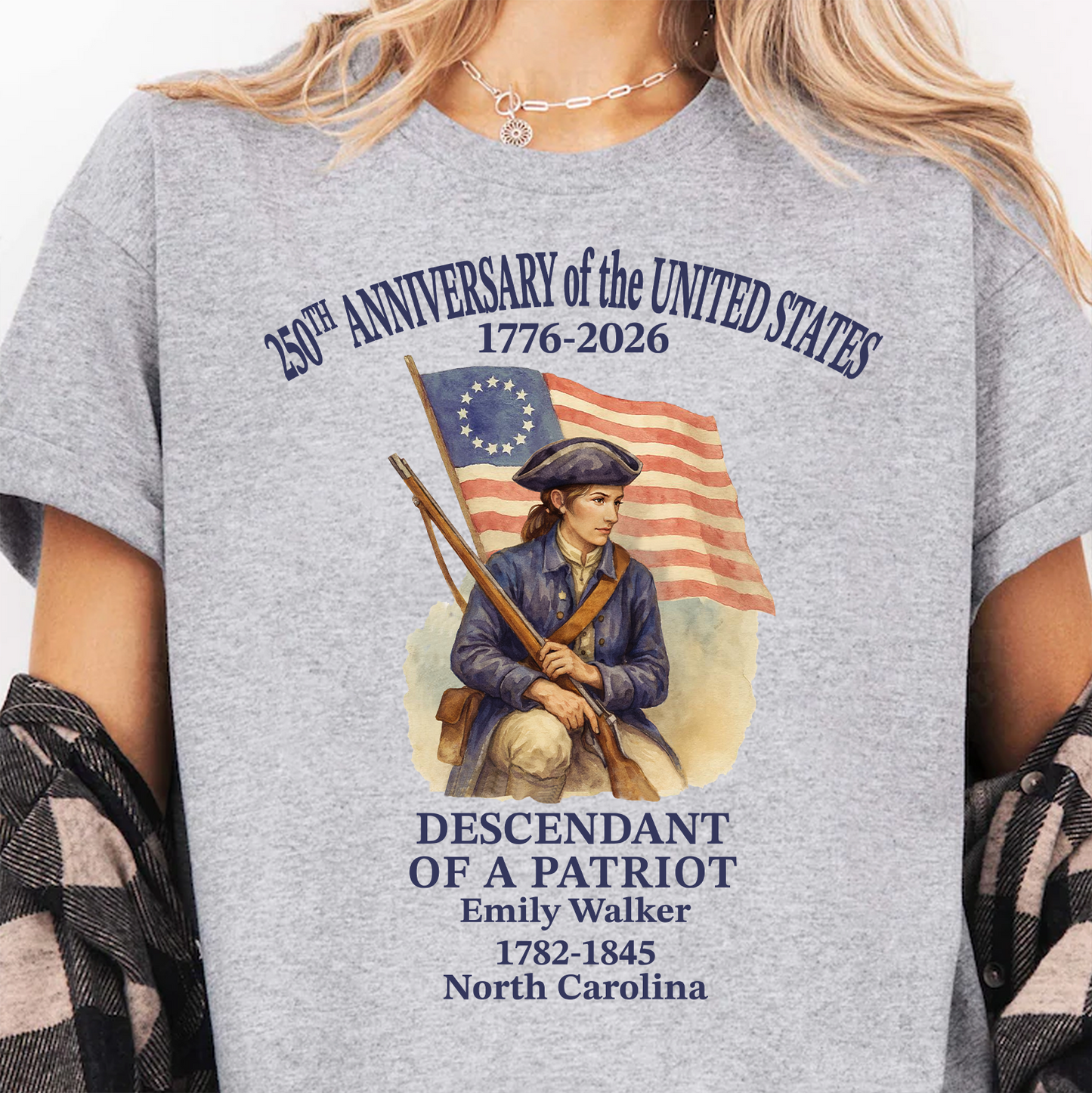 Personalized 250 Years Anniversary Shirt, Custom Name Descendant Of A Patriot, Patriotic 1776–2026 Tee 684604