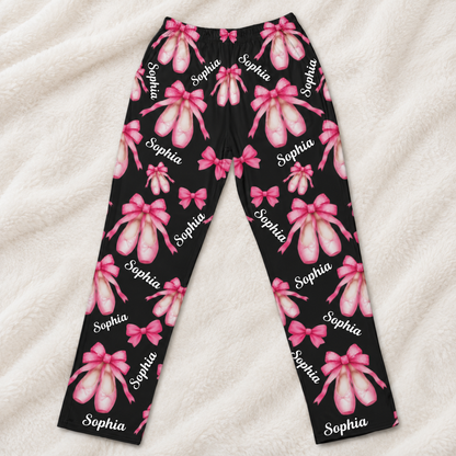 Personalized Coquette Bow Ballet Pajamas Pants, Custom Name Christmas Gift For Ballet Lover 686541 WFD