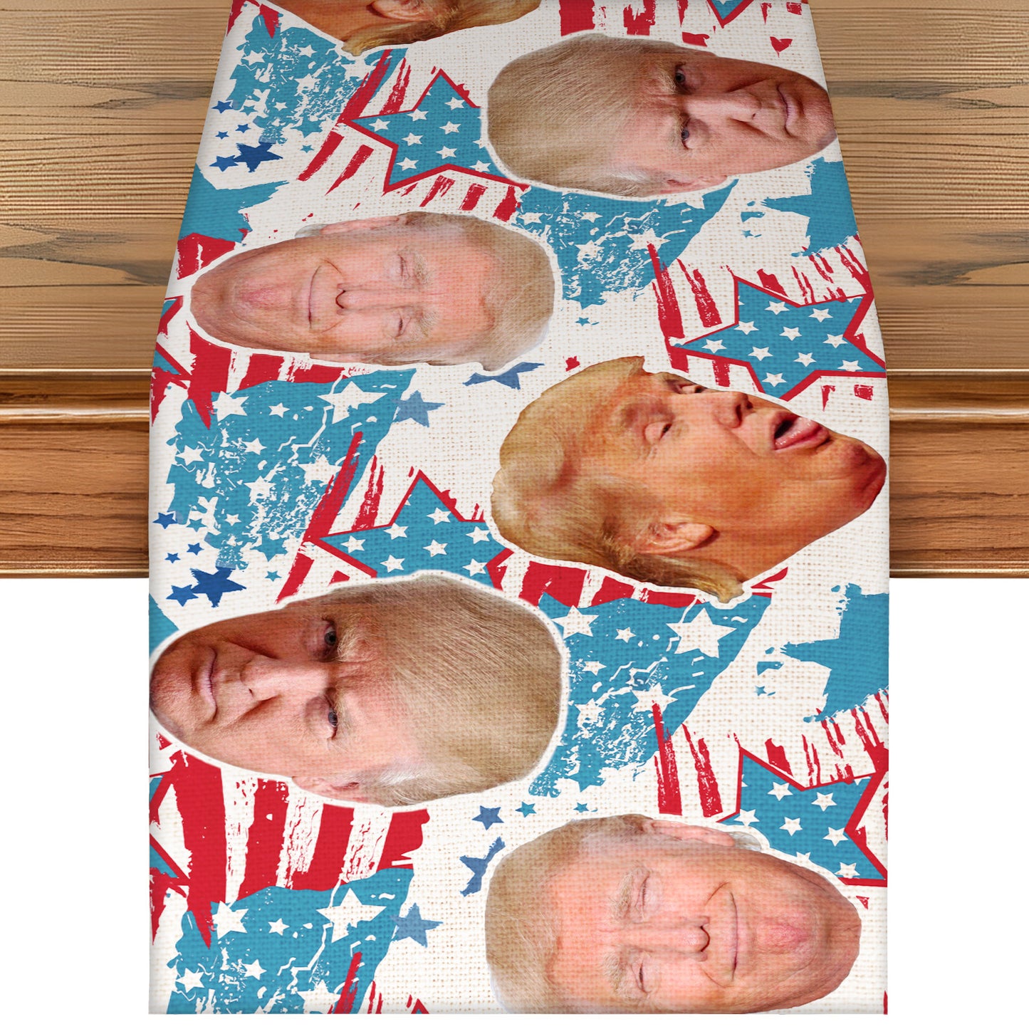 Trump Funny Face Stars Table Runner | Personalized Trump 4th Of July | Independence Day Table Runner For Kitchen 682332 - GOP