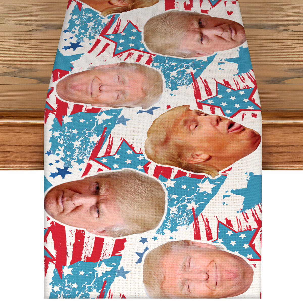 Trump Funny Face Stars Table Runner | Personalized Trump 4th Of July | Independence Day Table Runner For Kitchen 682332 - GOP