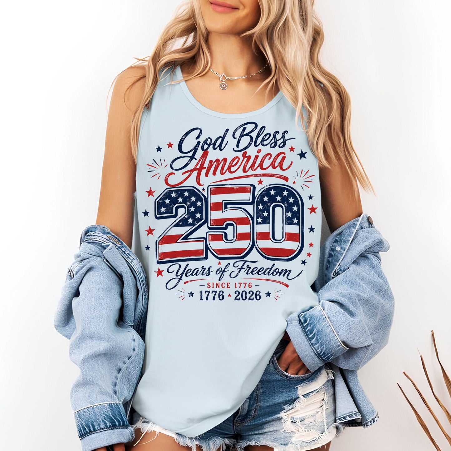 God Bless America - 250 Years Of Freedom Tank Top, Patriotic 1776-2026 USA 250th Anniversary Tank Shirt 685236