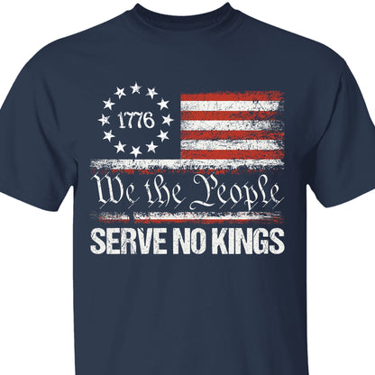 We The People Serve No Kings Shirt | Anti Trump Protest Tee | 1776 Distressed American Flag Dark Shirt 682475