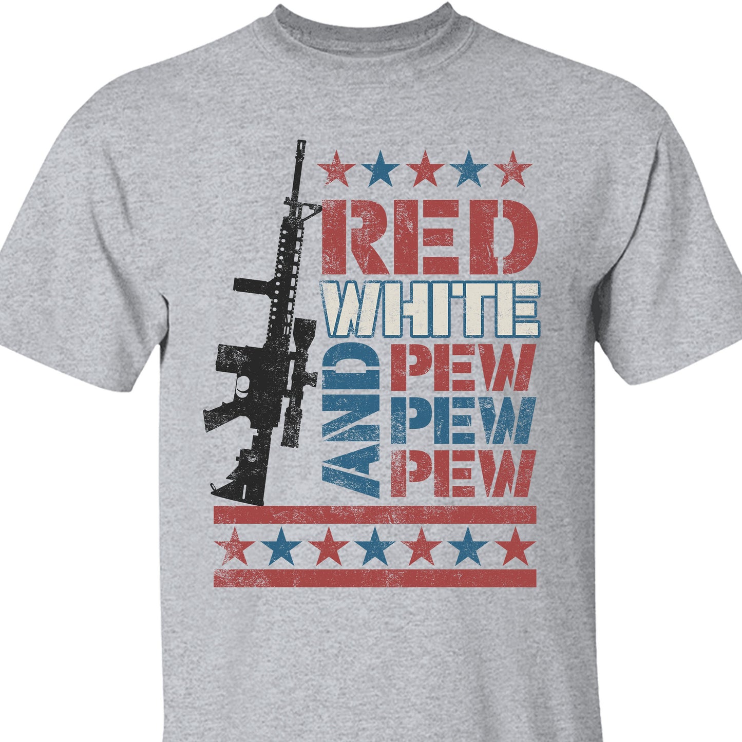 Red White and Pew Pew Pew Unisex Shirt | 4th of July Shirt | Retro America Patriotic Shirt Bright C1055