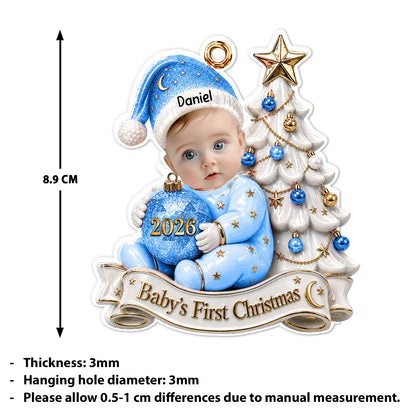 Custom Photo Baby’s First Christmas Acrylic Ornament, Personalized Newborn Gift For Family, Christmas Tree Decor 685942