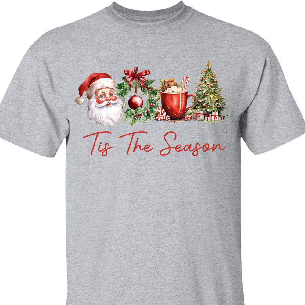 Tis The Season Shirt, Retro Santa Claus Sweater, Water Color Santa Claus Sweatshirt T1638