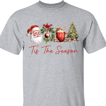 Tis The Season Shirt, Retro Santa Claus Sweater, Water Color Santa Claus Sweatshirt T1638
