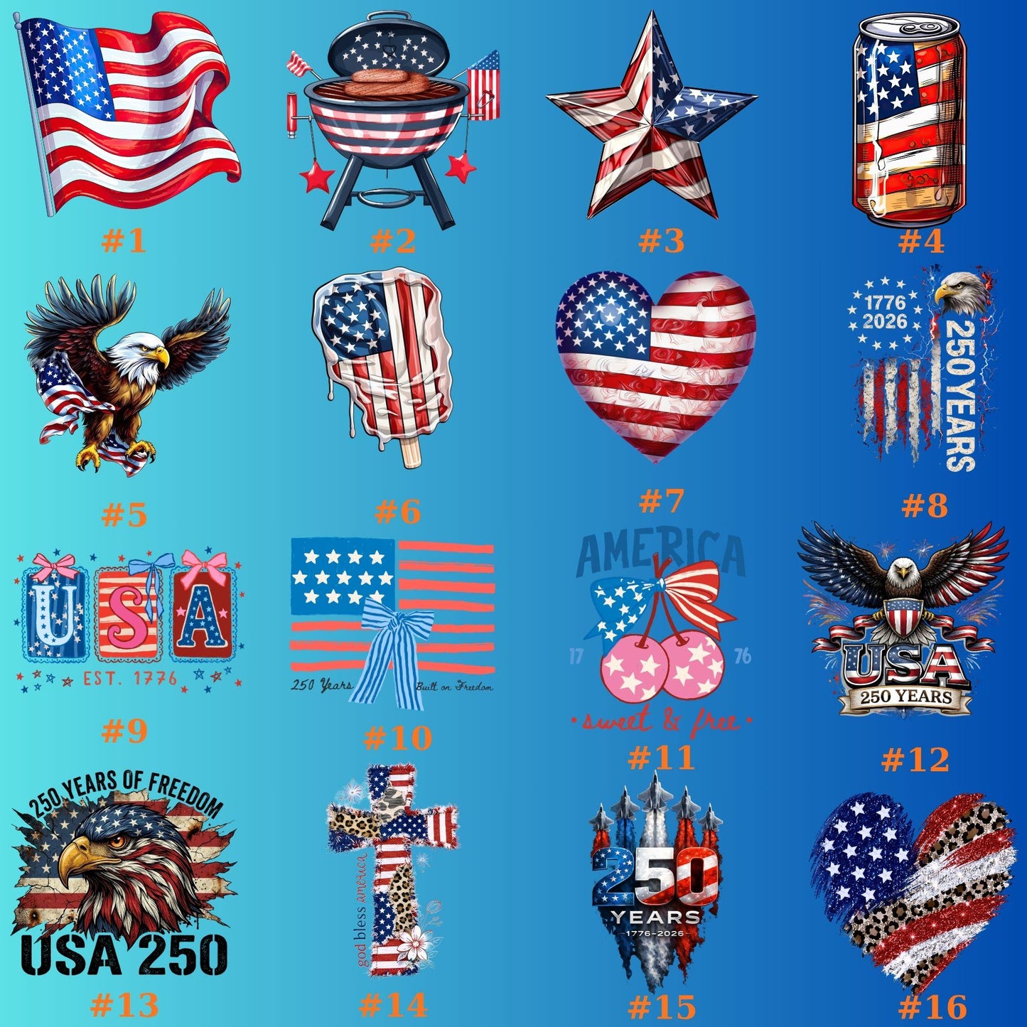 Personalized USA 250th Anniversary Temporary Tattoos | 250 Years Of Freedom Tattoos | Patriotic 4th Of July Tattoos 685267