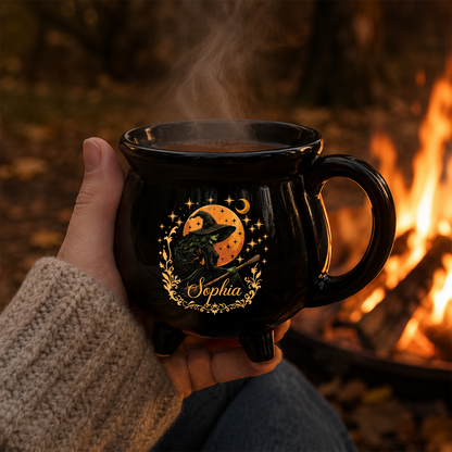 Personalized Witch Cauldron Mug, Custom Name Witch Coffee Mug, Spooky Halloween Gift 685784