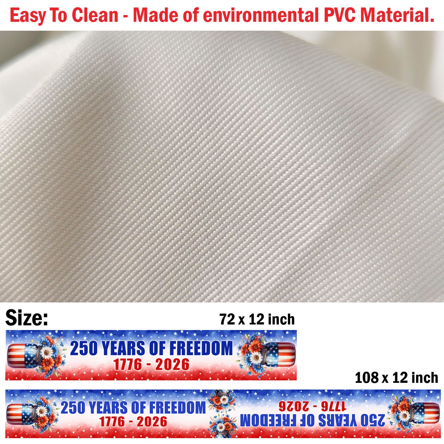 250 Years of Freedom Patriotic Table Runner | Red White and Blue Floral Decor | Independence Day Home Decoration 683642