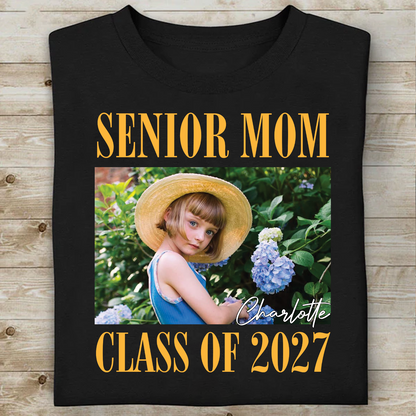 Custom Photo Senior Mom Dark Shirt, Class Of 2027 Tee, Personalized Graduation Gift 685635