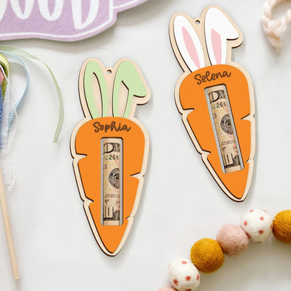 Personalized Easter Money Holder, Custom Bunny Money Holder, Carrot Money Holder, Easter Name Tag 684443