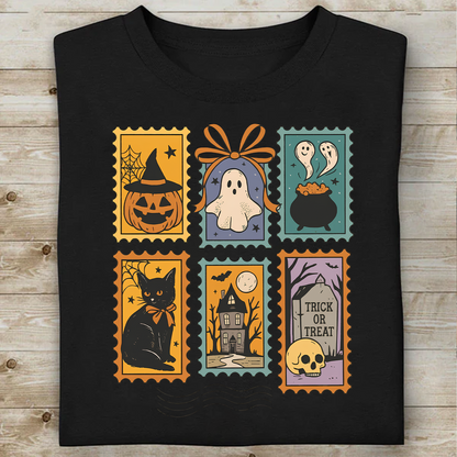 Halloween Cute Ghost Pumpkin Cat Shirt, Retro Ghost And Cat Tee, Halloween Spooky Gift 685835