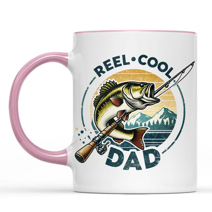 Reel Cool Dad Fishing Mug – Funny Bass Fishing Coffee Mug for Dad | Father's Day Gift, Dad Birthday Gift, Retro Mug for Fishing Lover 682288