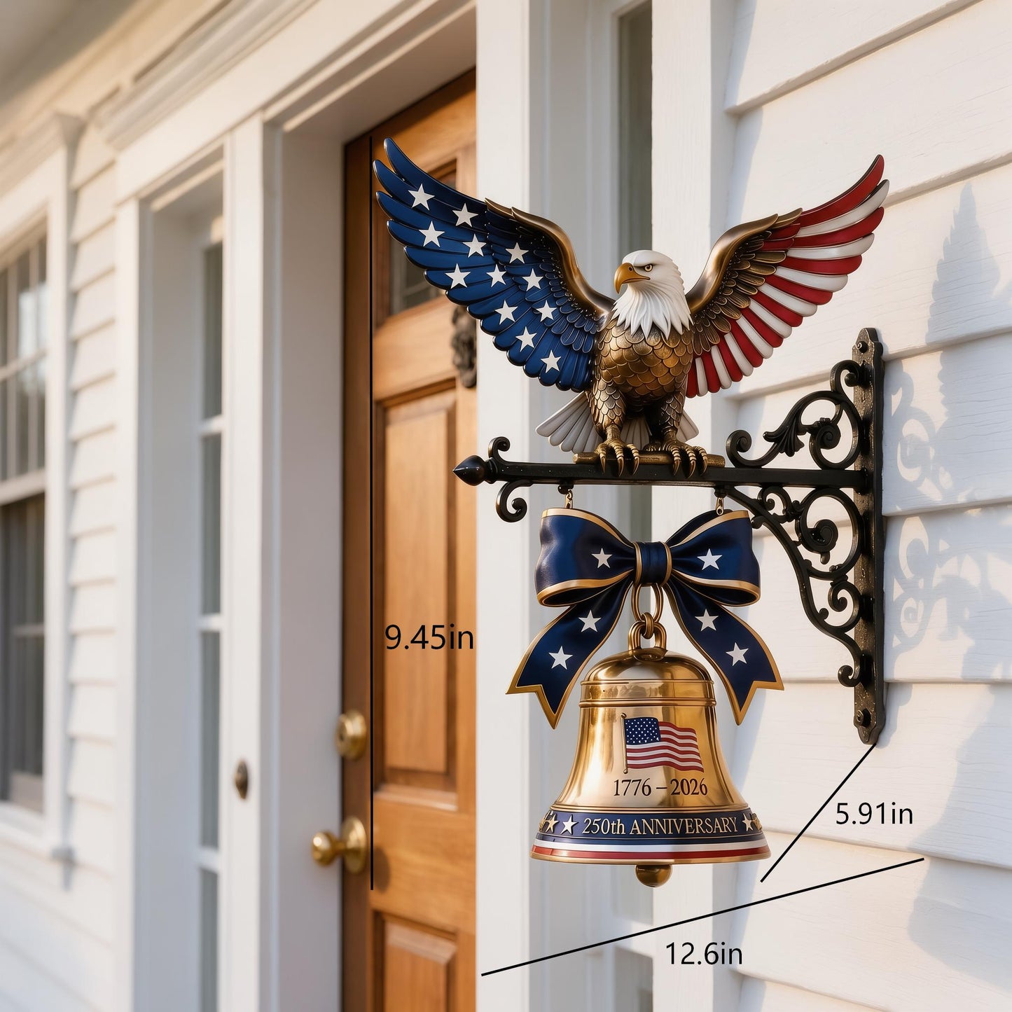 USA 250th Anniversary Wall Bell, Patriotic Freedom Eagle Doorbell, 4th Of July Gift 685286