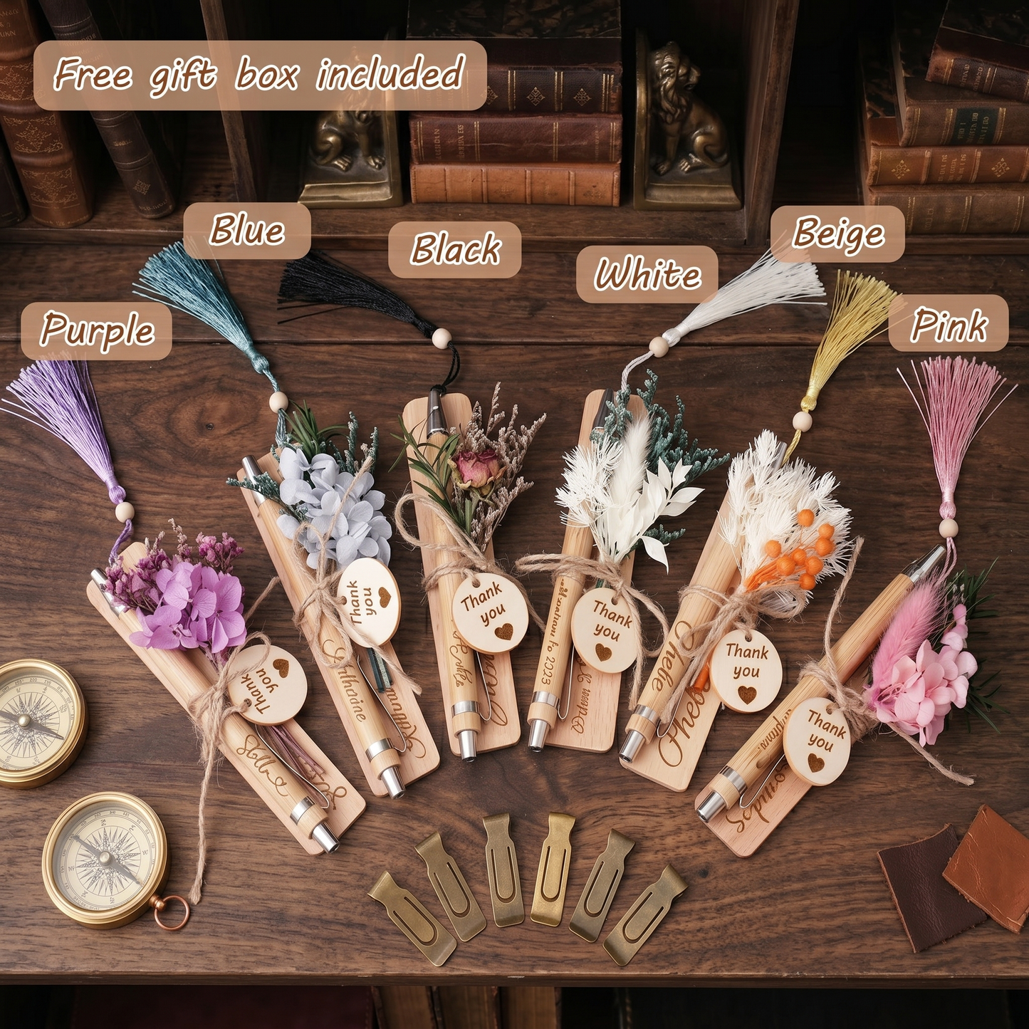 Personalized Wooden Pen And Bookmark Set, Custom Name Writing Set Gift For Teacher 684901