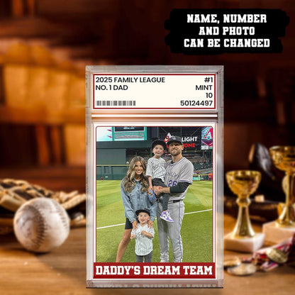 Custom Photo Trading Card Style Acrylic Block Plaque | Father's Day Gift For Baseball Dad, Husband Gifts, #1 Dad Sports, Dad Gifts 685152