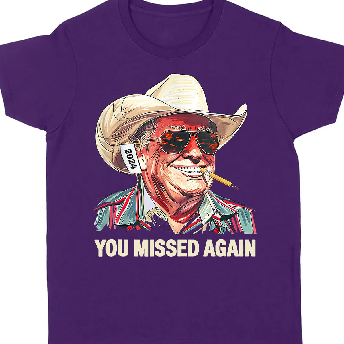 Western Trump Cowboy You Missed Again Shirt | You Missed Shirt | Make America Great Tee | Trump Supporters Shirt Dark T1489 - GOP