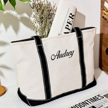 Custom Embroidered Canvas Tote Bag with Name, Bridesmaid Gift Tote, Personalized Bachelorette Gift Bag 684833
