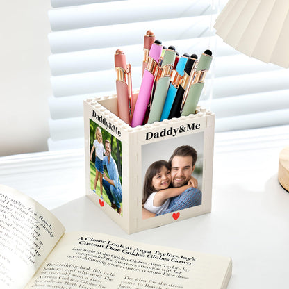 Custom Photo Daddy & Me Block Pencil Pot For Dad | Father’s Day Gift | Personalized Building Block Keepsake 685023
