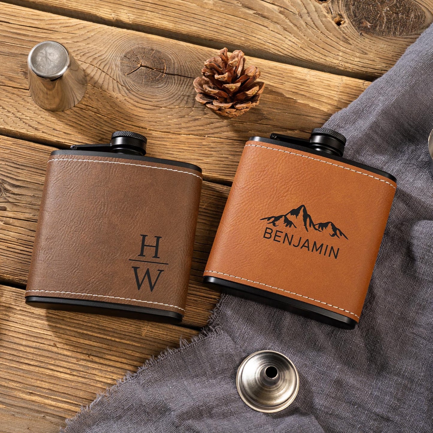 Personalized Leather Flask For Man, Groomsmen Gifts, Best Man Flask Wedding Gifts 684781