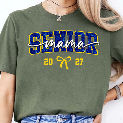 Personalized Senior Mama Dark Shirt, Class Of 2027 Tee, Sparkle Graduation Gift 685675