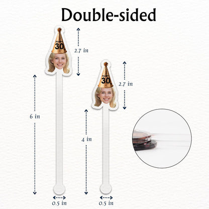Custom Photo Drink Stirrers, Personalized Birthday Party Cocktail Stir Sticks, Gift For Bestie 685533 WFD
