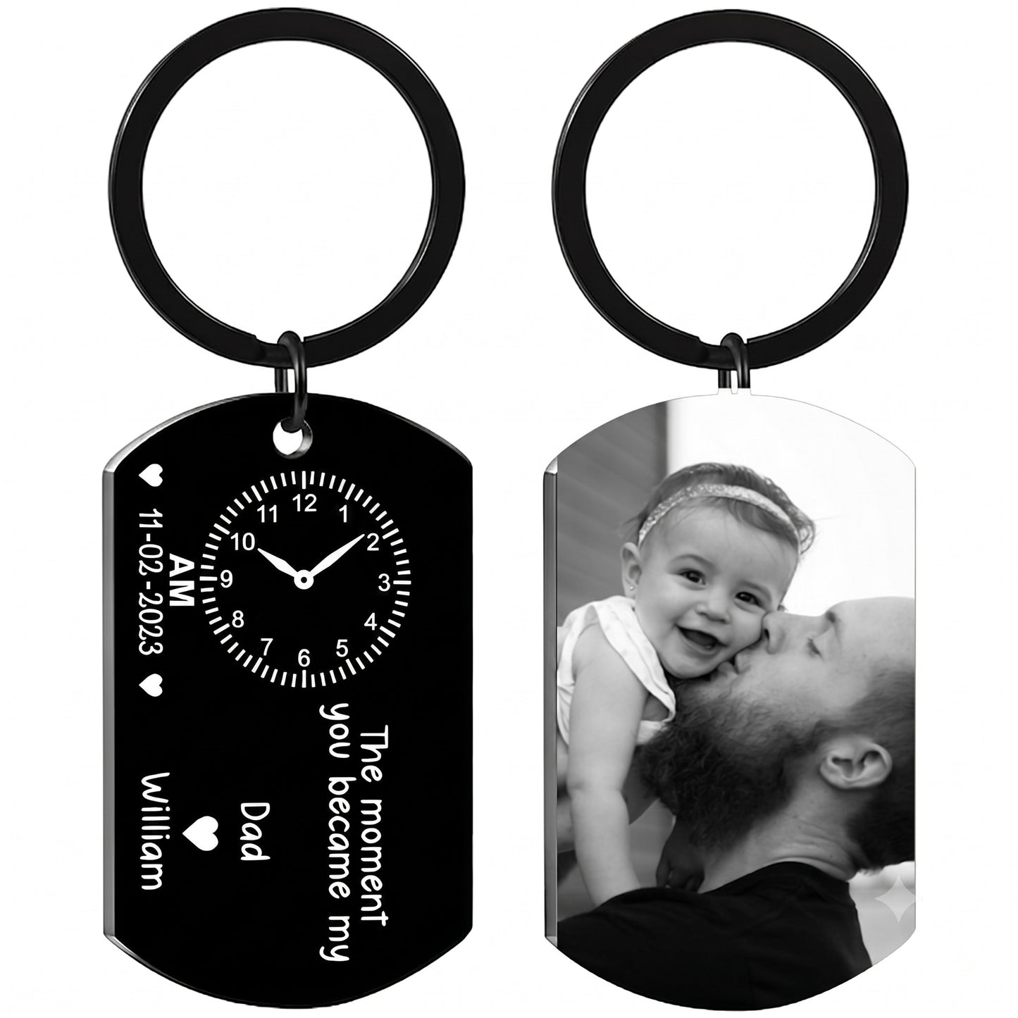 Custom Photo The Moment You Became My Dad Keychain | Personalized Father's Day Gift, Gift For New Dad 685139