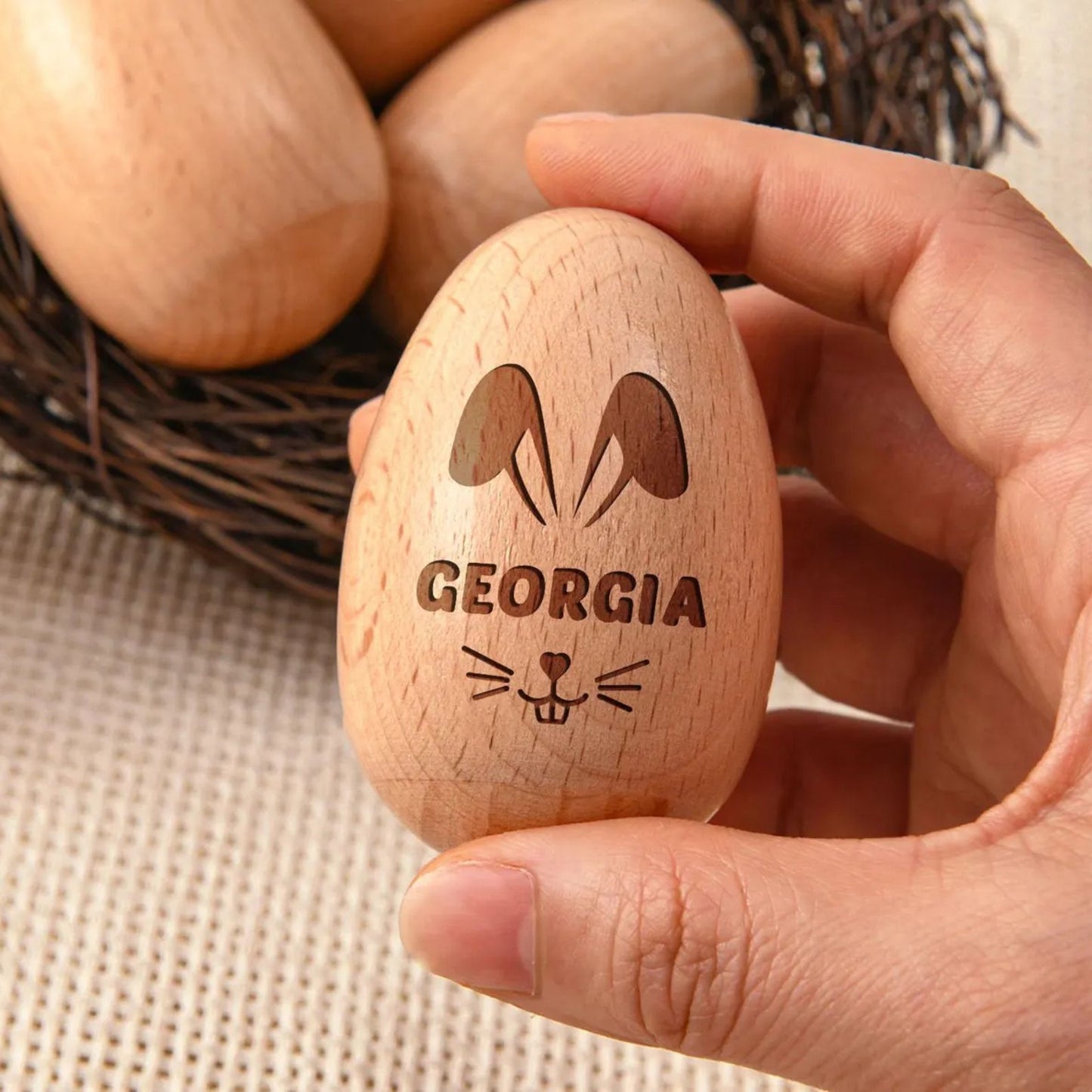 Personalized Wooden Musical Egg | Musical Wooden Easter Egg Shakers | Custom Easter Gift | Baby First Easter 684464