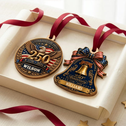 Personalized America 250th Anniversary Wood Ornament | USA Patriotic Liberty Bell Christmas Decoration 686483 WFD