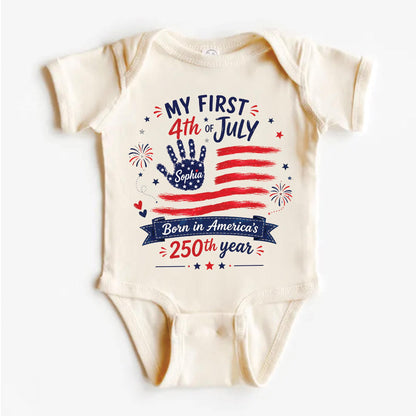 Personalized My First 4th Of July Baby Bodysuit, Born In America’s 250th Year Kids T-Shirt, Patriotic 4th Of July Gift 685439 WFD