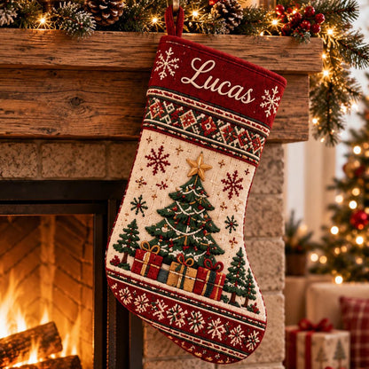 Personalized Santa Snowman & Reindeer Stocking, Custom Name Christmas Keepsake Gift 686721 WFD