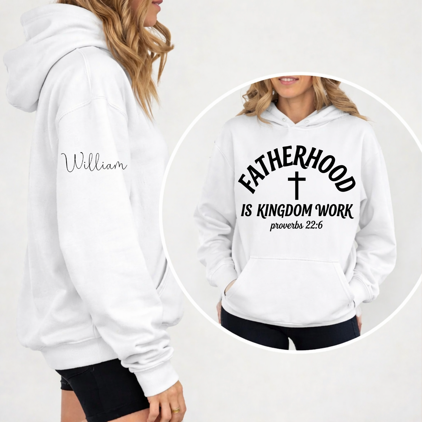 Fatherhood Is Kingdom Work | Personalized Father's Day Bright Shirt | Custom Name Front & Sleeve Shirt 685068