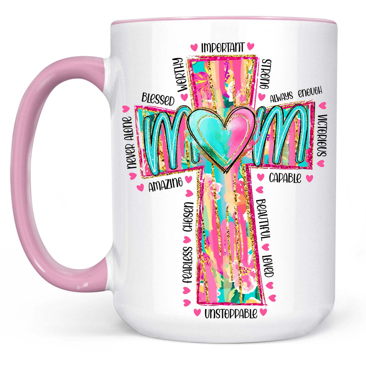 Faithful Mom Mug – Christian Mother’s Day Gift With Cross And Heart, Uplifting Spiritual Coffee Cup 682154