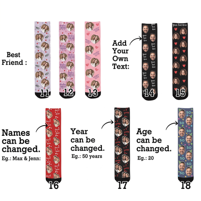 Custom Face Socks, Personalized Photo & Text Socks, Funny Family Christmas Gift, Pet Lover Gift 686264 WFD