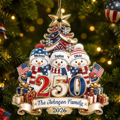 Personalized USA 250th Anniversary Acrylic Ornament, Patriotic Christmas Ornament, Holiday Gift For Family 686335 WFD